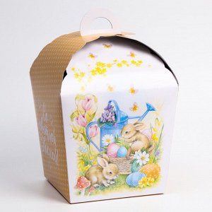 Пасхальная коробочка "Кролики в саду", 17 х 17 х 26 см