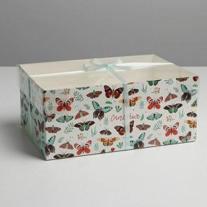 Коробка на 6 куличей «Бабочки», 23 х 16 х 10 см