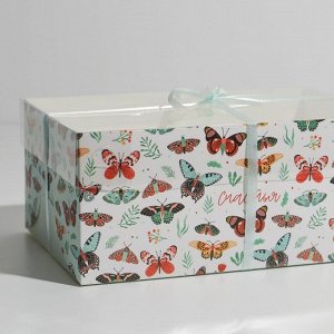 Коробка на 6 куличей «Бабочки», 23 х 16 х 10 см