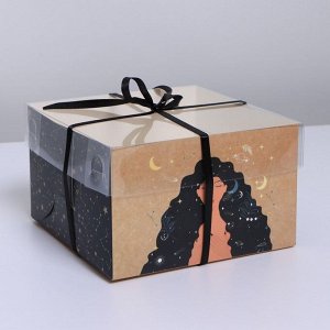 Коробка для капкейка, кондитерская упаковка, «Медитация», 16 х 16 х 10 см