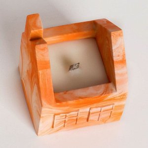 Свеча фигурная ароматическая в бетоне "Домик", 8,5х7 см, оранжевый, апельсин и корица