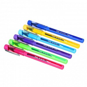 Ручка гелевая синяя "Альфа", 2хслойный прорезин.корпус, 0,5мм, 6 цв.корпуса, пластик