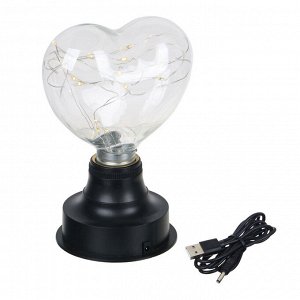LADECOR Светильник в виде сердечка, 19,5х10,5х13,5 см, USB, металл, пластик