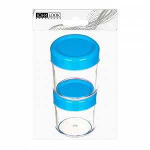 ЮниLook Набор для крема 3 пр. (контейнер 20мл -2шт, ложечка), пластик, 3-4 цвета, МС-01