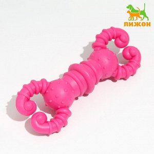 Игрушка для собак резиновая "Гантель-крабы", TPR, 11.5 х 2 см, розовая