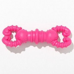 Игрушка для собак резиновая "Гантель-крабы", TPR, 11.5 х 2 см, розовая