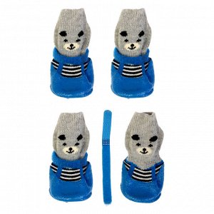 Носки с прорезиненной подошвой "Мишки", размер L (5 х 6.5 см), синие