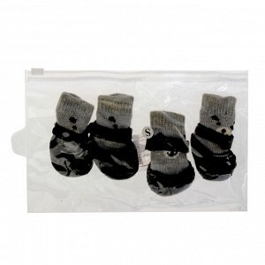 Носки с прорезиненной подошвой "Мишки", размер L (5 х 6.5 см), черные