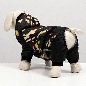 Комбинезон для собак на меховом подкладе с капюшоном, размер L