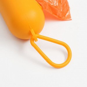 Контейнер с пакетами для уборки за собаками (рулон 15 пакетов 29х21 см), оранжевый