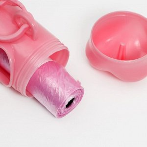 Контейнер-косточка с мешками для уборки (рулон 15 пакетов 29х21 см), розовый