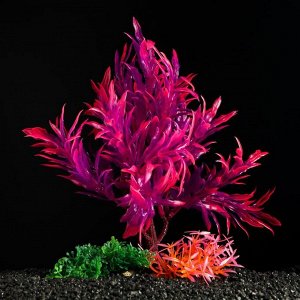 Растение искусственное аквариумное Пижон Аква, розово-фиолетовое, 18 см