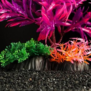 Растение искусственное аквариумное Пижон Аква, розово-фиолетовое, 18 см