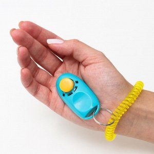 Кликер для дрессировки собак с браслетом на руку, голубой