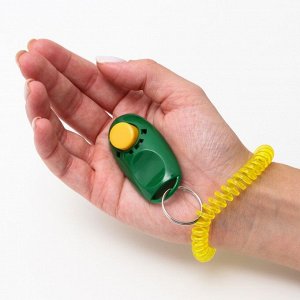 Кликер для дрессировки собак с браслетом на руку, зелёный