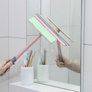 Щётка для окон Доляна «Элит», целлюлозная губка 21x4 см, поворотный силиконовый водосгон 27.5, 28x34x6 см, МИКС