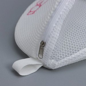 Мешок для стирки бюстгальтеров Air-mesh, с вышивкой, белый, 22x20x15 см
