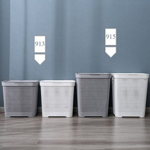 Корзина для белья Toveon малая 42л, пластиковая с крышкой, серая
