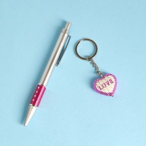 Набор подарочный 2в1 (ручка, брелок сердечко) микс