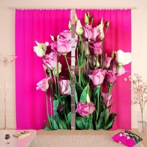 Фотошторы Букет цветов на розовом фоне