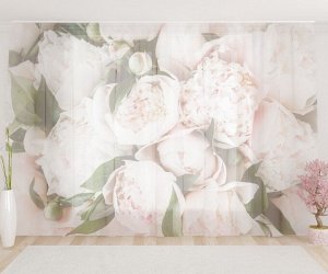 Фототюль Букет нежных розовых пионов