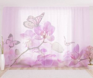 Фототюль Бабочки на розовой орхидеи