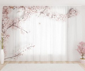Фототюль Цветущая вишня на столе