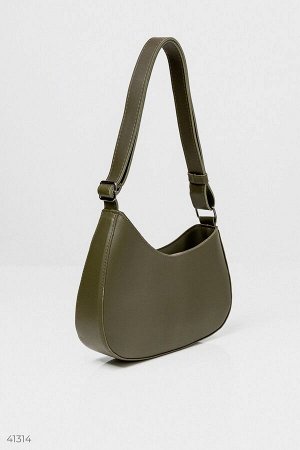 Оливковая сумка-багет из эко-кожи