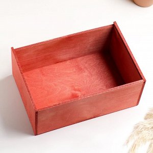 Коробка деревянная "С 8 Марта. Цветы" 20х30х12 см красный
