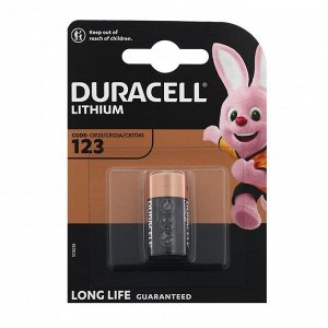 Батарейка литиевая Duracell Ultra, CR123 (CR123A, CR17345)-1BL, для фото, 3В, блистер, 1шт.