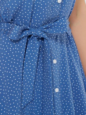 LONG SHIRT Платье-рубашка, васильковый (мелкий горох)