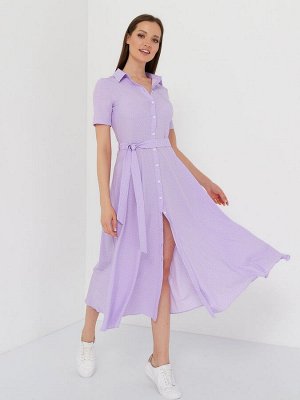 LONG SHIRT Платье-рубашка лавандовый (мелкий горох)