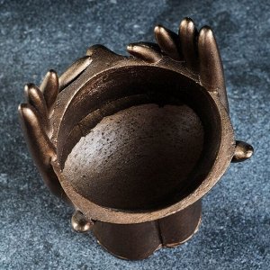 Фигурное кашпо для цветов «Мечты в руках», 380 мл, 20.5x13.5x13 см, гипс, цвет бронза