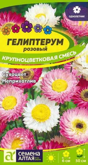 Цветы Гелиптерум розовый Крупноцветковая смесь/Сем Алт/цп 0,2 гр.