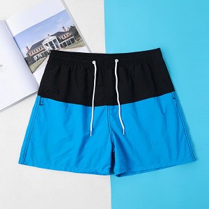 Мужские пляжные короткие шорты колорблок, цвет черный/синий