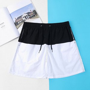 Мужские пляжные короткие шорты колорблок, цвет черный/белый
