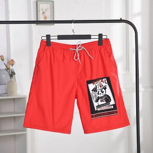 Мужские пляжные шорты с карманом сзади, принт "забавный панда", цвет красный