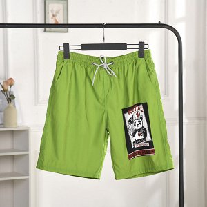 Мужские пляжные шорты с карманом сзади, принт "забавный панда", цвет зеленый