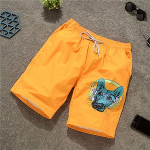 Мужские пляжные шорты с принтом "забавный пес", цвет желтый