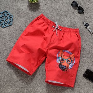 Мужские пляжные шорты с принтом "забавный пес", цвет красный