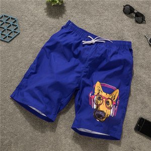 Мужские пляжные шорты с принтом "забавный пес", цвет синий