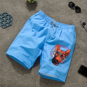 Мужские пляжные шорты с принтом "забавный пес", цвет голубой