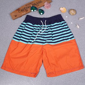 Мужские шорты с принтом, цвет колорблок оранжевый/синий