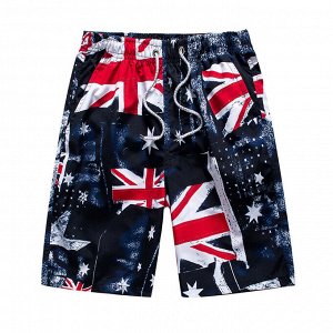 Мужские пляжные шорты, принт "британский флаг", цвет темно-синий