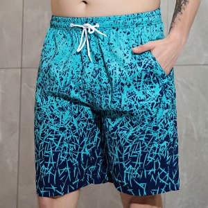 Мужские пляжные шорты с принтом "градиент", цвет черно-голубой