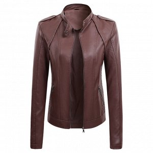 Женская куртка из эко-кожи, цвет коричневый