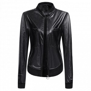 Женская куртка из экокожи, цвет черный