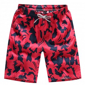 Мужские пляжные шорты с принтом, цвет красный