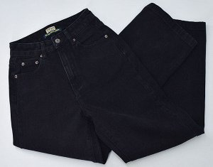 Женские широкие джинсы с порезами, цвет черный