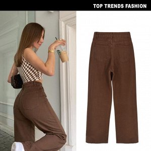 Женские широкие джинсы, цвет коричневый